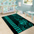 Hawaii Hauoli Makahiki Hou Area Rug Lono Hawaiian God Kakau Polynesian Tribal Turquoise LT05 - Polynesian Pride