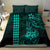 Hawaii Hauoli Makahiki Hou Bedding Set Lono Hawaiian God Kakau Polynesian Tribal Turquoise LT05 - Polynesian Pride