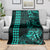 Hawaii Hauoli Makahiki Hou Blanket Lono Hawaiian God Kakau Polynesian Tribal Turquoise LT05 - Polynesian Pride