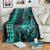 Hawaii Hauoli Makahiki Hou Blanket Lono Hawaiian God Kakau Polynesian Tribal Turquoise LT05 - Polynesian Pride