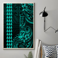 Hawaii Hauoli Makahiki Hou Canvas Wall Art Lono Hawaiian God Kakau Polynesian Tribal Turquoise LT05 - Polynesian Pride