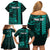 Personalized Hawaii Hauoli Makahiki Hou Family Matching Off Shoulder Short Dress and Hawaiian Shirt Lono Hawaiian God Kakau Polynesian Tribal Turquoise LT05 - Polynesian Pride