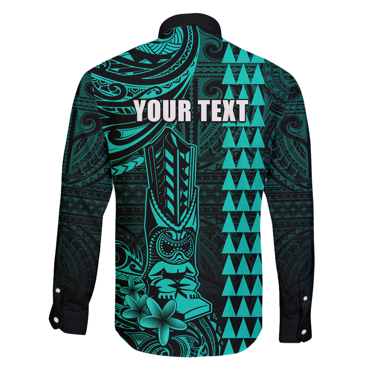 Personalized Hawaii Hauoli Makahiki Hou Family Matching Off Shoulder Short Dress and Hawaiian Shirt Lono Hawaiian God Kakau Polynesian Tribal Turquoise LT05 - Polynesian Pride