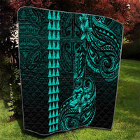 Hawaii Hauoli Makahiki Hou Quilt Lono Hawaiian God Kakau Polynesian Tribal Turquoise LT05 - Polynesian Pride