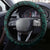 Hawaii Hauoli Makahiki Hou Steering Wheel Cover Lono Hawaiian God Kakau Polynesian Tribal Turquoise