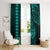 Hawaii Hauoli Makahiki Hou Window Curtain Lono Hawaiian God Kakau Polynesian Tribal Turquoise LT05 - Polynesian Pride