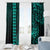 Hawaii Hauoli Makahiki Hou Window Curtain Lono Hawaiian God Kakau Polynesian Tribal Turquoise LT05 - Polynesian Pride