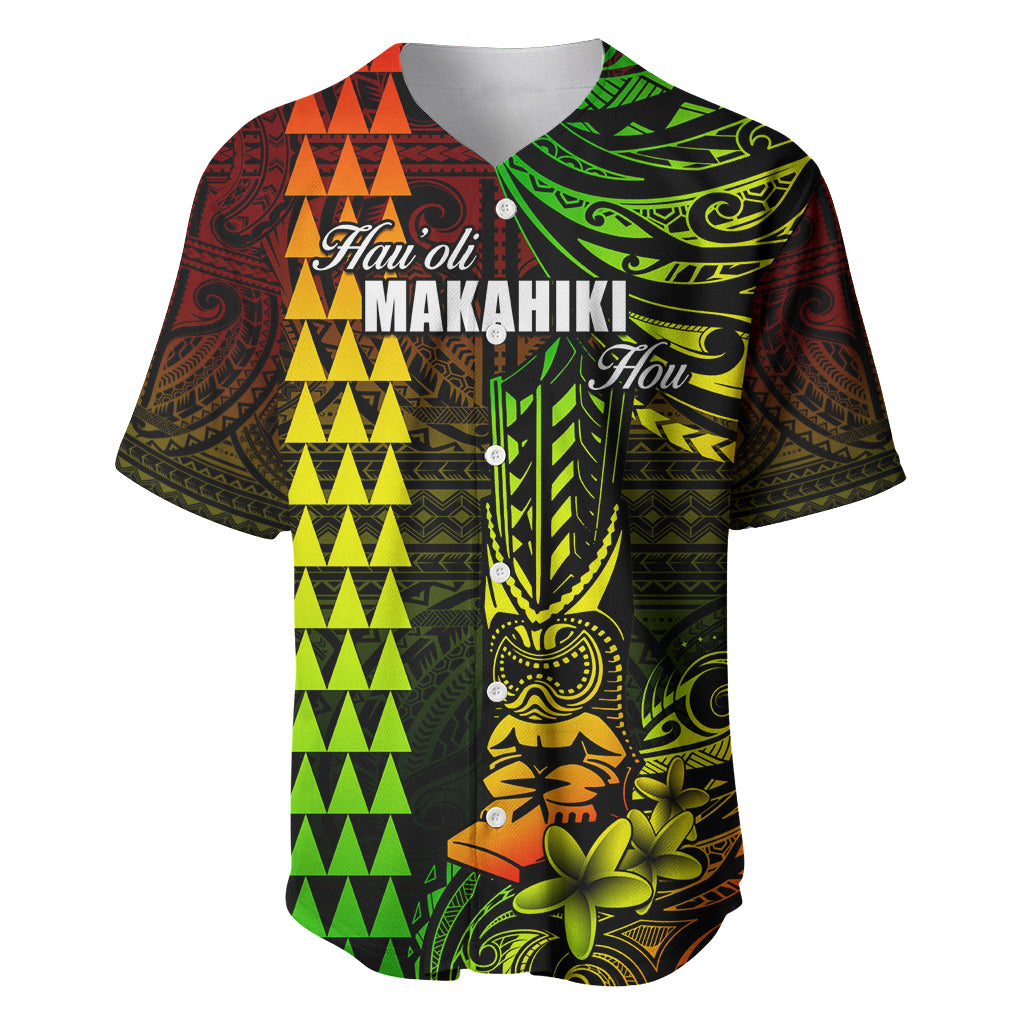 Personalized Hawaii Hauoli Makahiki Hou Baseball Jersey Lono Hawaiian God Kakau Polynesian Tribal Reggae LT05 Reggae - Polynesian Pride