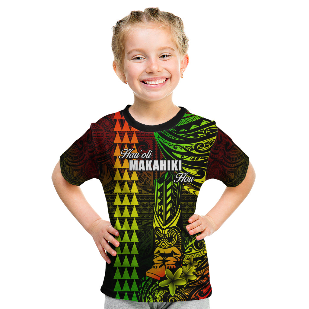 Personalized Hawaii Hauoli Makahiki Hou Kid T Shirt Lono Hawaiian God Kakau Polynesian Tribal Reggae LT05 Reggae - Polynesian Pride