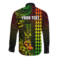 Personalized Hawaii Hauoli Makahiki Hou Long Sleeve Button Shirt Lono Hawaiian God Kakau Polynesian Tribal Reggae LT05 - Polynesian Pride