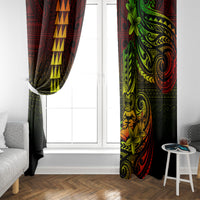 Hawaii Hauoli Makahiki Hou Window Curtain Lono Hawaiian God Kakau Polynesian Tribal Reggae LT05 - Polynesian Pride