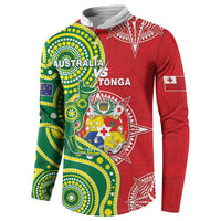 Custom Tonga Australia Rugby Button Sweatshirt Kangaroos And Tonga Mate Maa Together LT05 - Polynesian Pride