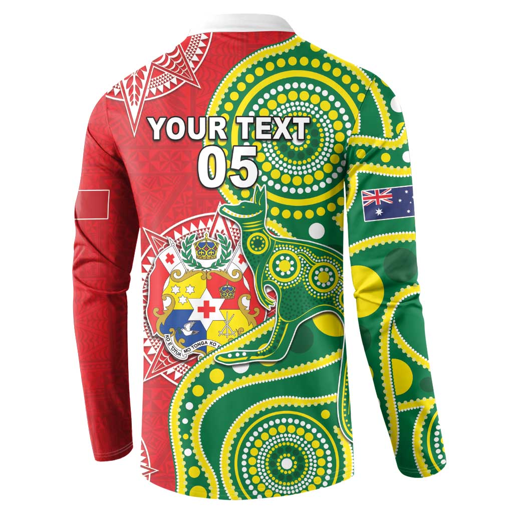Custom Tonga Australia Rugby Button Sweatshirt Kangaroos And Tonga Mate Maa Together LT05 - Polynesian Pride