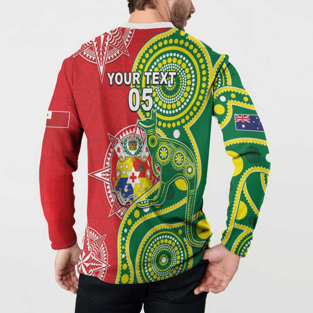 Custom Tonga Australia Rugby Button Sweatshirt Kangaroos And Tonga Mate Maa Together LT05 - Polynesian Pride