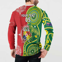 Custom Tonga Australia Rugby Button Sweatshirt Kangaroos And Tonga Mate Maa Together LT05 - Polynesian Pride