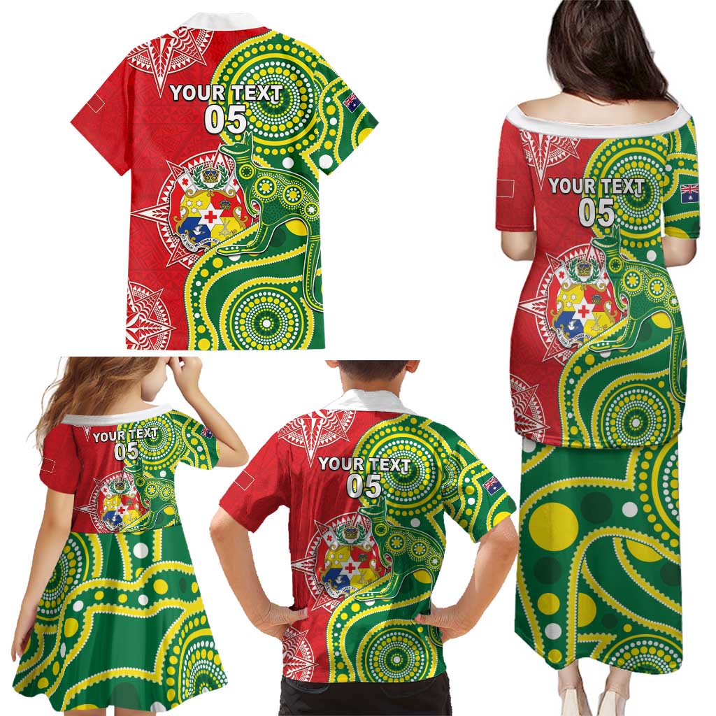 Custom Tonga Australia Rugby Family Matching Puletasi and Hawaiian Shirt Kangaroos And Tonga Mate Maa Together