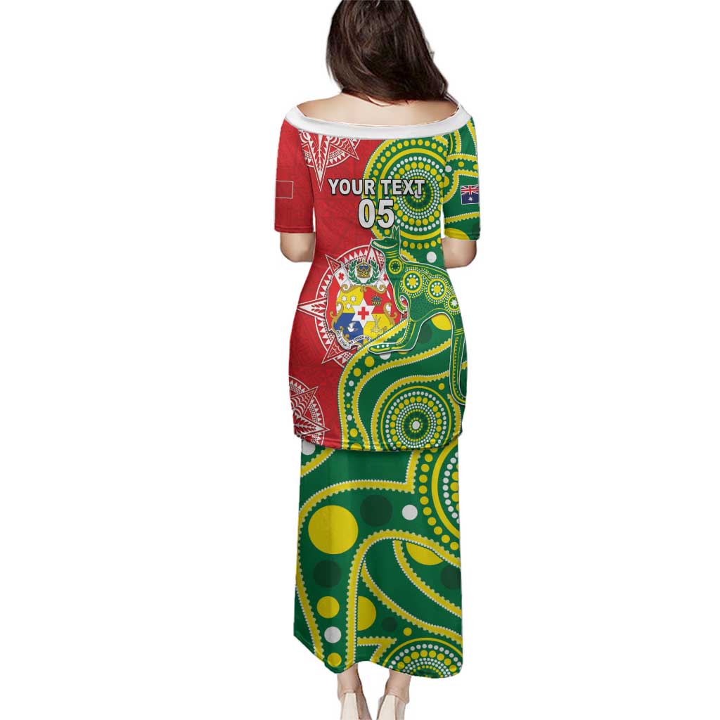 Custom Tonga Australia Rugby Family Matching Puletasi and Hawaiian Shirt Kangaroos And Tonga Mate Maa Together