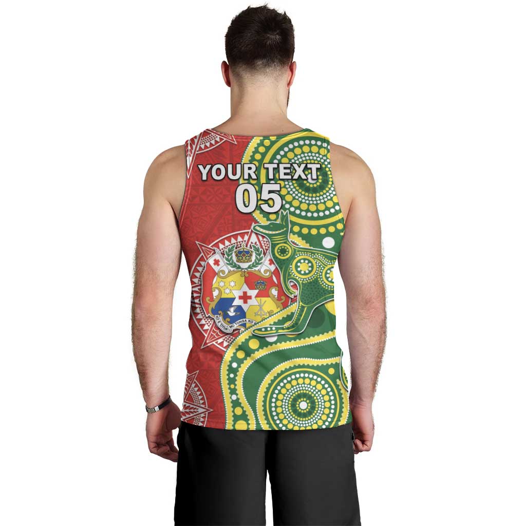 Custom Tonga Australia Rugby Men Tank Top Kangaroos And Tonga Mate Maa Together LT05 - Polynesian Pride