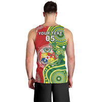 Custom Tonga Australia Rugby Men Tank Top Kangaroos And Tonga Mate Maa Together LT05 - Polynesian Pride