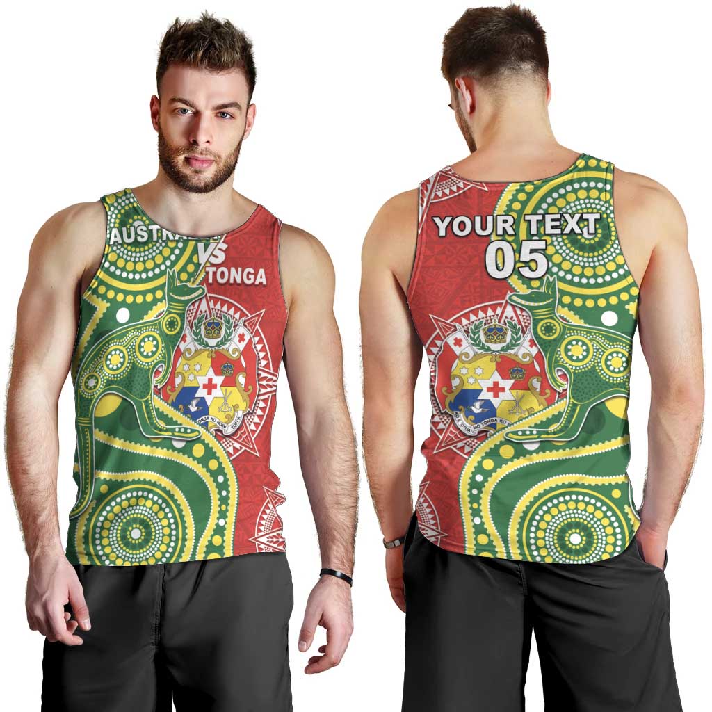 Custom Tonga Australia Rugby Men Tank Top Kangaroos And Tonga Mate Maa Together LT05 - Polynesian Pride