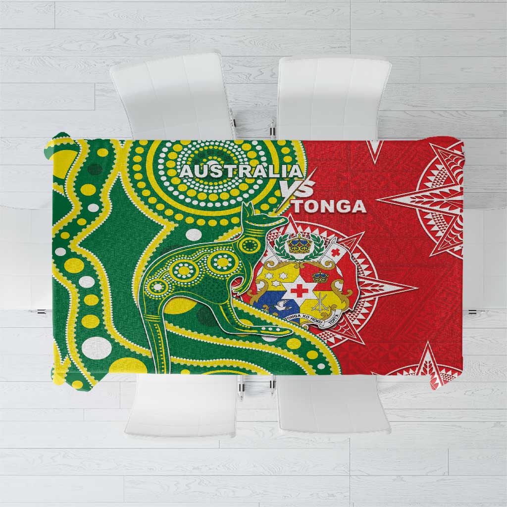 Tonga Australia Rugby Tablecloth Kangaroos And Tonga Mate Maa Together