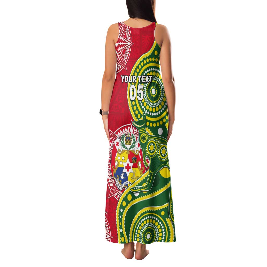 Custom Tonga Australia Rugby Tank Maxi Dress Kangaroos And Tonga Mate Maa Together LT05 - Polynesian Pride