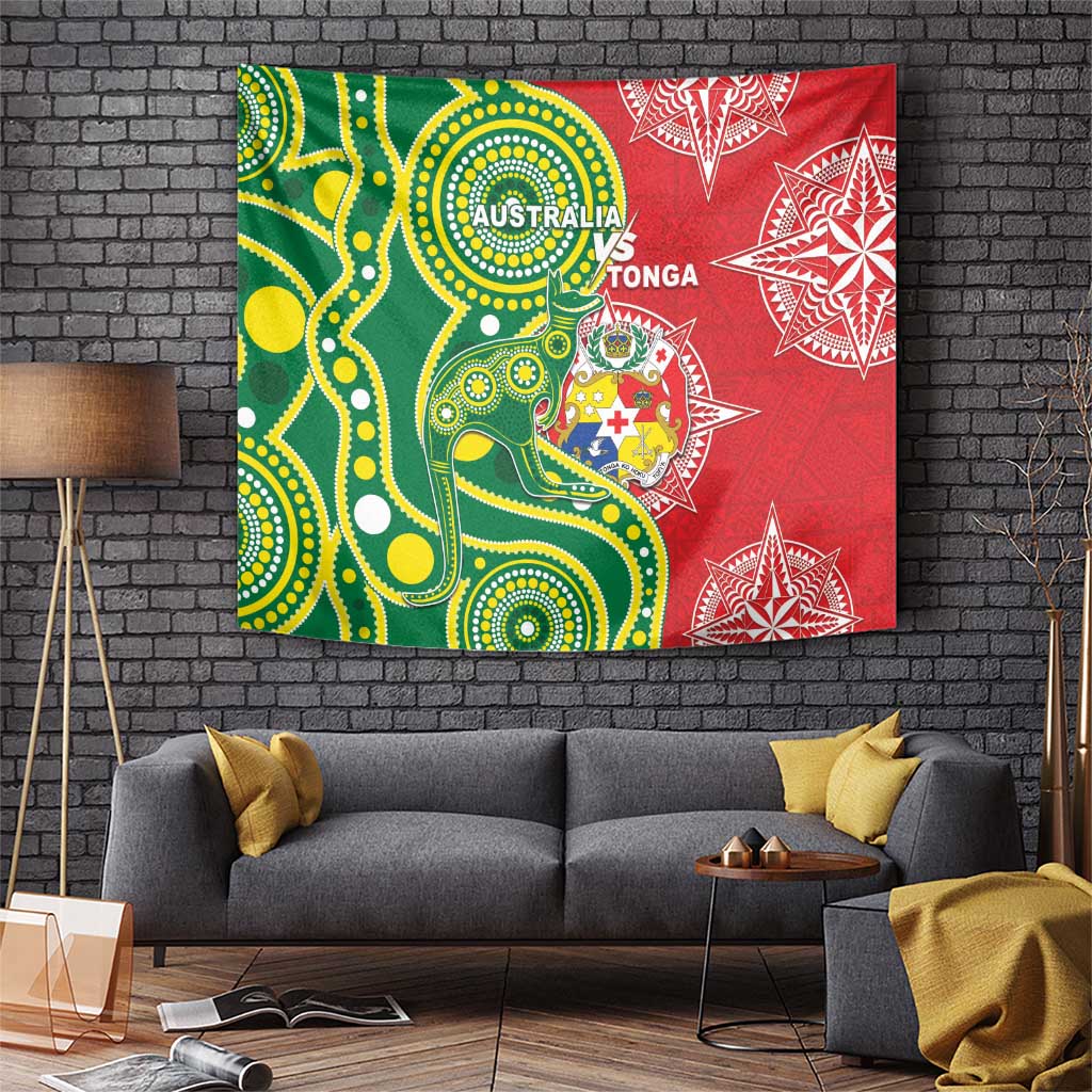 Tonga Australia Rugby Tapestry Kangaroos And Tonga Mate Maa Together