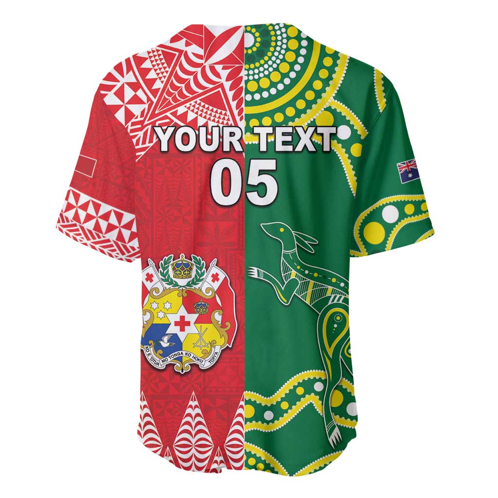 Custom Tonga XIII And Australia Kangaroos Baseball Jersey Mate Maa Tongan Ngatu With Aboriginal