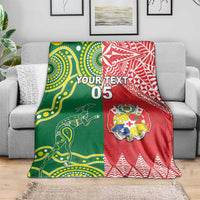Custom Tonga XIII And Australia Kangaroos Blanket Mate Maa Tongan Ngatu With Aboriginal LT05 - Polynesian Pride