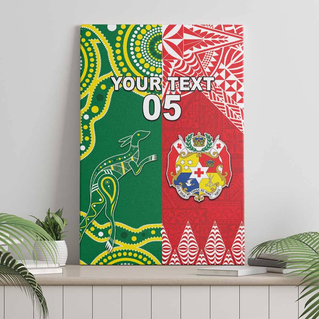 Custom Tonga XIII And Australia Kangaroos Canvas Wall Art Mate Maa Tongan Ngatu With Aboriginal LT05 - Polynesian Pride