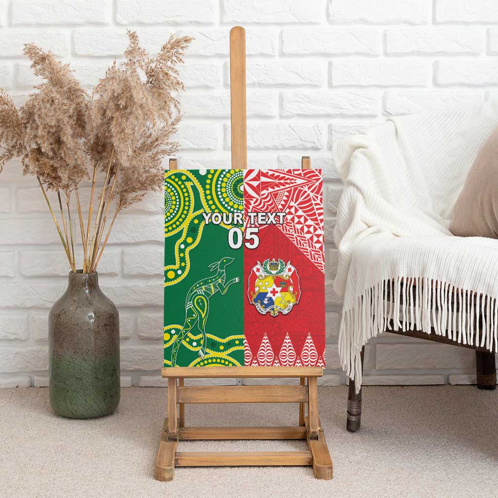 Custom Tonga XIII And Australia Kangaroos Canvas Wall Art Mate Maa Tongan Ngatu With Aboriginal LT05 - Polynesian Pride