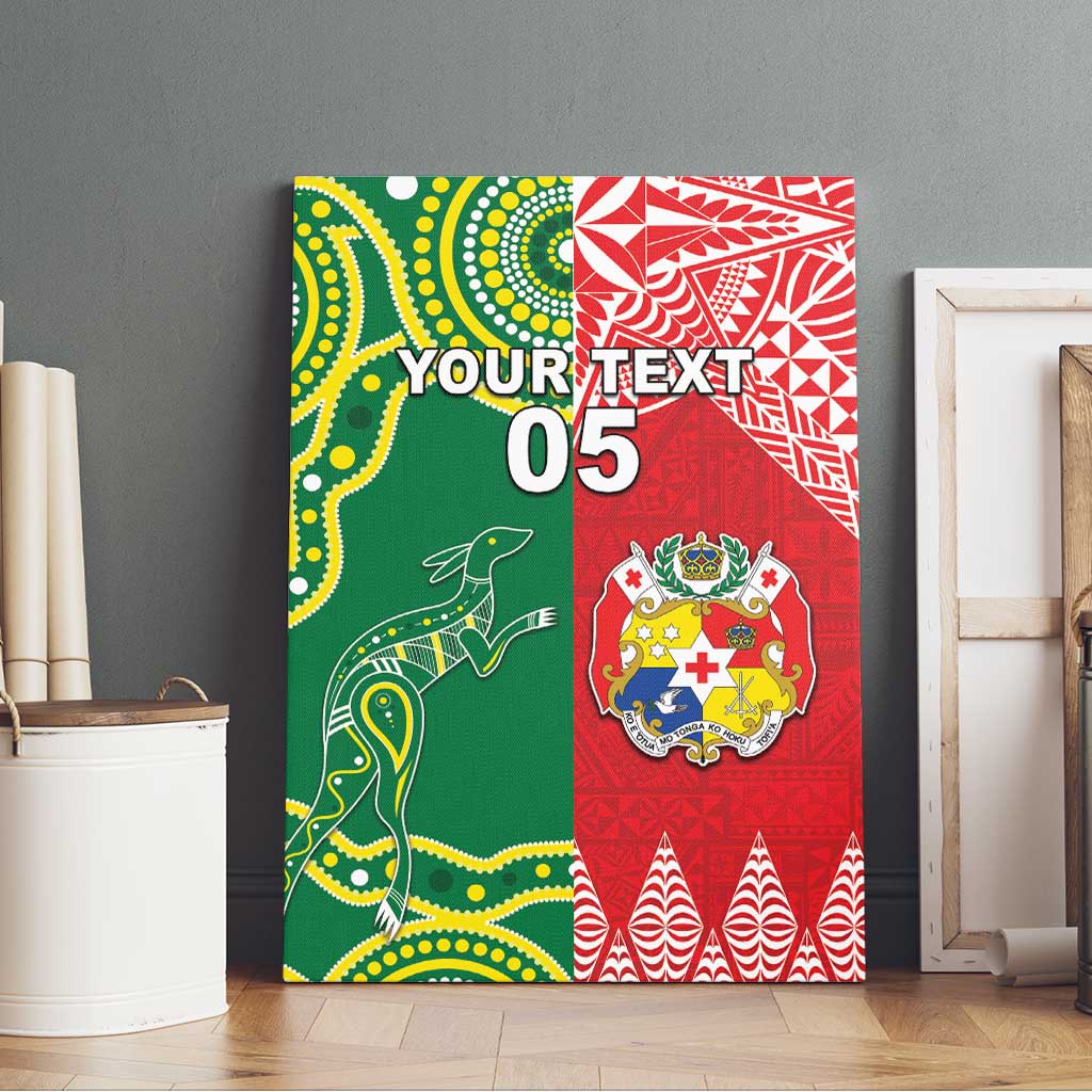 Custom Tonga XIII And Australia Kangaroos Canvas Wall Art Mate Maa Tongan Ngatu With Aboriginal LT05 - Polynesian Pride