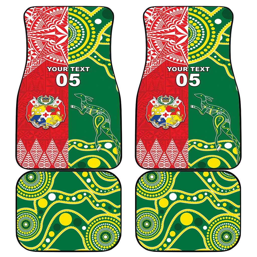 Custom Tonga XIII And Australia Kangaroos Car Mats Mate Maa Tongan Ngatu With Aboriginal LT05 - Polynesian Pride