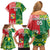 Custom Tonga XIII And Australia Kangaroos Family Matching Off Shoulder Short Dress and Hawaiian Shirt Mate Maa Tongan Ngatu With Aboriginal