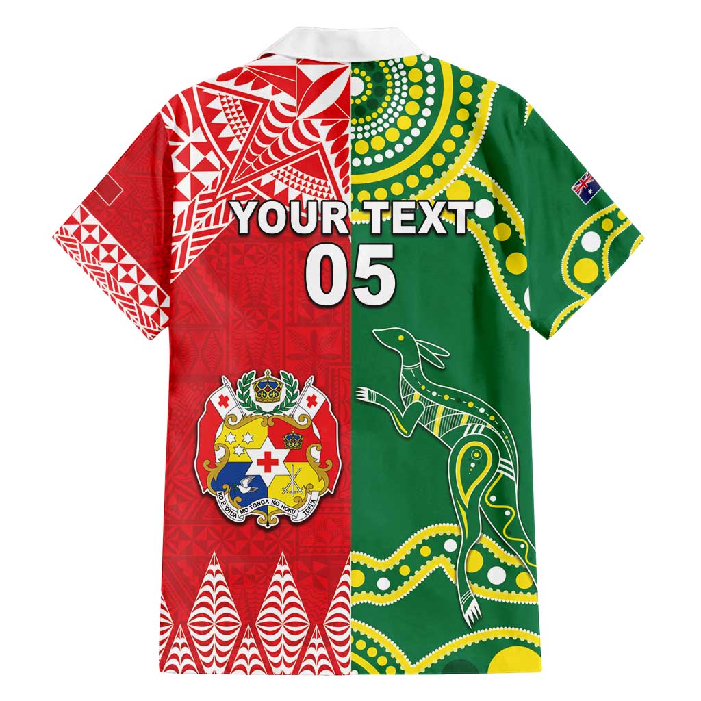 Custom Tonga XIII And Australia Kangaroos Family Matching Puletasi and Hawaiian Shirt Mate Maa Tongan Ngatu With Aboriginal