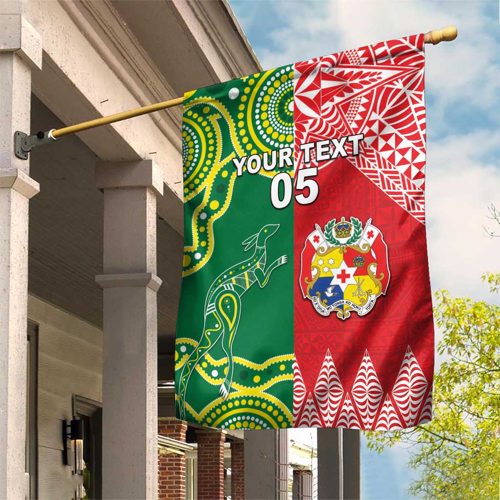 Custom Tonga XIII And Australia Kangaroos Garden Flag Mate Maa Tongan Ngatu With Aboriginal LT05 House Flag Red - Polynesian Pride
