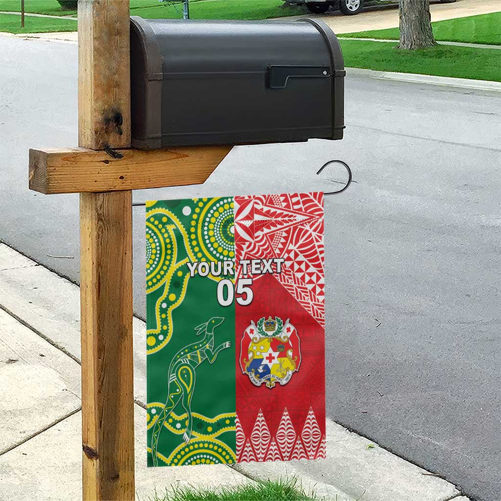 Custom Tonga XIII And Australia Kangaroos Garden Flag Mate Maa Tongan Ngatu With Aboriginal LT05 - Polynesian Pride