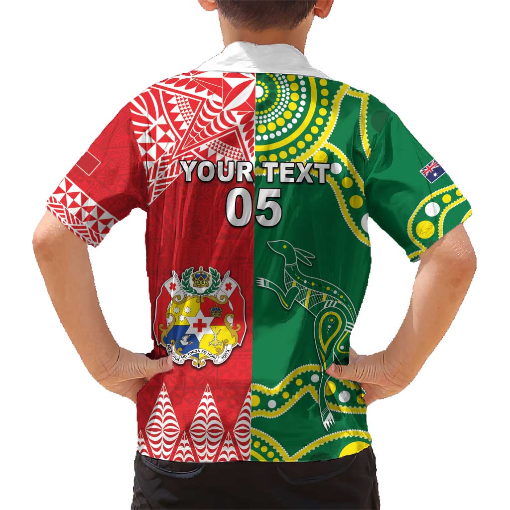 Custom Tonga XIII And Australia Kangaroos Hawaiian Shirt Mate Maa Tongan Ngatu With Aboriginal LT05 - Polynesian Pride