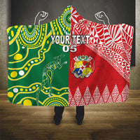 Custom Tonga XIII And Australia Kangaroos Hooded Blanket Mate Maa Tongan Ngatu With Aboriginal LT05 - Polynesian Pride