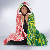 Custom Tonga XIII And Australia Kangaroos Hooded Blanket Mate Maa Tongan Ngatu With Aboriginal LT05 - Polynesian Pride