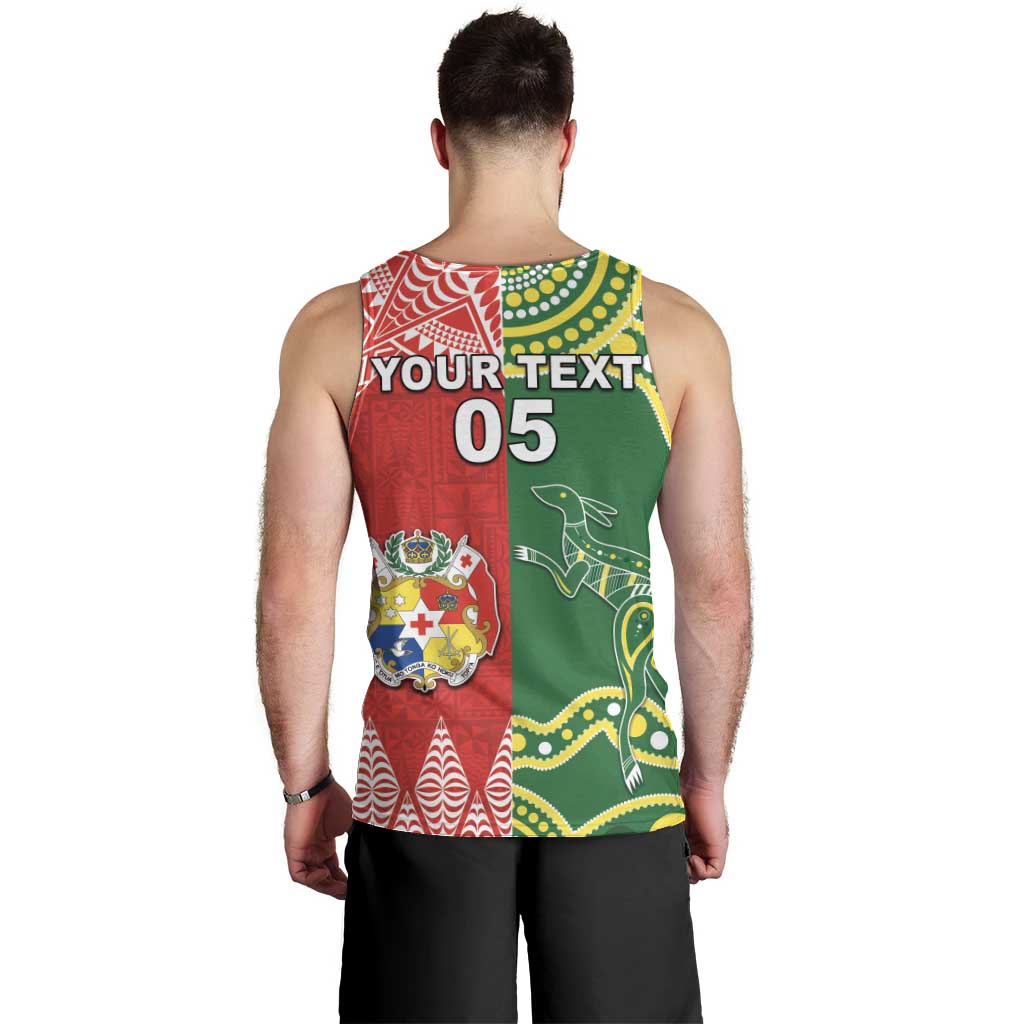 Custom Tonga XIII And Australia Kangaroos Men Tank Top Mate Maa Tongan Ngatu With Aboriginal LT05 - Polynesian Pride