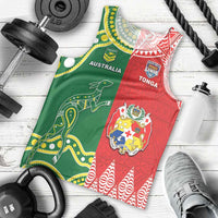 Custom Tonga XIII And Australia Kangaroos Men Tank Top Mate Maa Tongan Ngatu With Aboriginal LT05 - Polynesian Pride