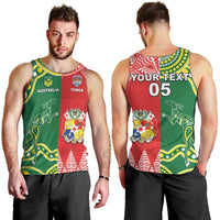 Custom Tonga XIII And Australia Kangaroos Men Tank Top Mate Maa Tongan Ngatu With Aboriginal LT05 - Polynesian Pride