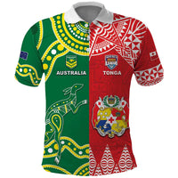 Custom Tonga XIII And Australia Kangaroos Polo Shirt Mate Maa Tongan Ngatu With Aboriginal