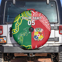 Custom Tonga XIII And Australia Kangaroos Spare Tire Cover Mate Maa Tongan Ngatu With Aboriginal LT05 Red - Polynesian Pride