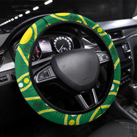 Tonga XIII And Australia Kangaroos Steering Wheel Cover Mate Maa Tongan Ngatu With Aboriginal LT05 Universal Fit Red - Polynesian Pride