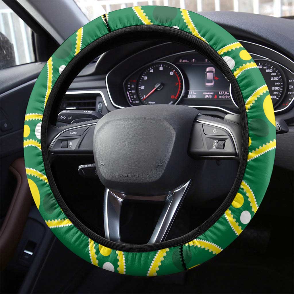 Tonga XIII And Australia Kangaroos Steering Wheel Cover Mate Maa Tongan Ngatu With Aboriginal LT05 - Polynesian Pride