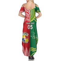 Custom Tonga XIII And Australia Kangaroos Summer Maxi Dress Mate Maa Tongan Ngatu With Aboriginal LT05 - Polynesian Pride