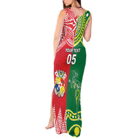 Custom Tonga XIII And Australia Kangaroos Tank Maxi Dress Mate Maa Tongan Ngatu With Aboriginal LT05 - Polynesian Pride