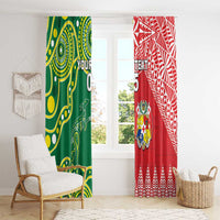 Custom Tonga XIII And Australia Kangaroos Window Curtain Mate Maa Tongan Ngatu With Aboriginal LT05 - Polynesian Pride